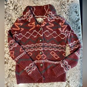 Bob Timberlake Aztec Southwest Cardigan Sweater – XS – Burgundy Multi